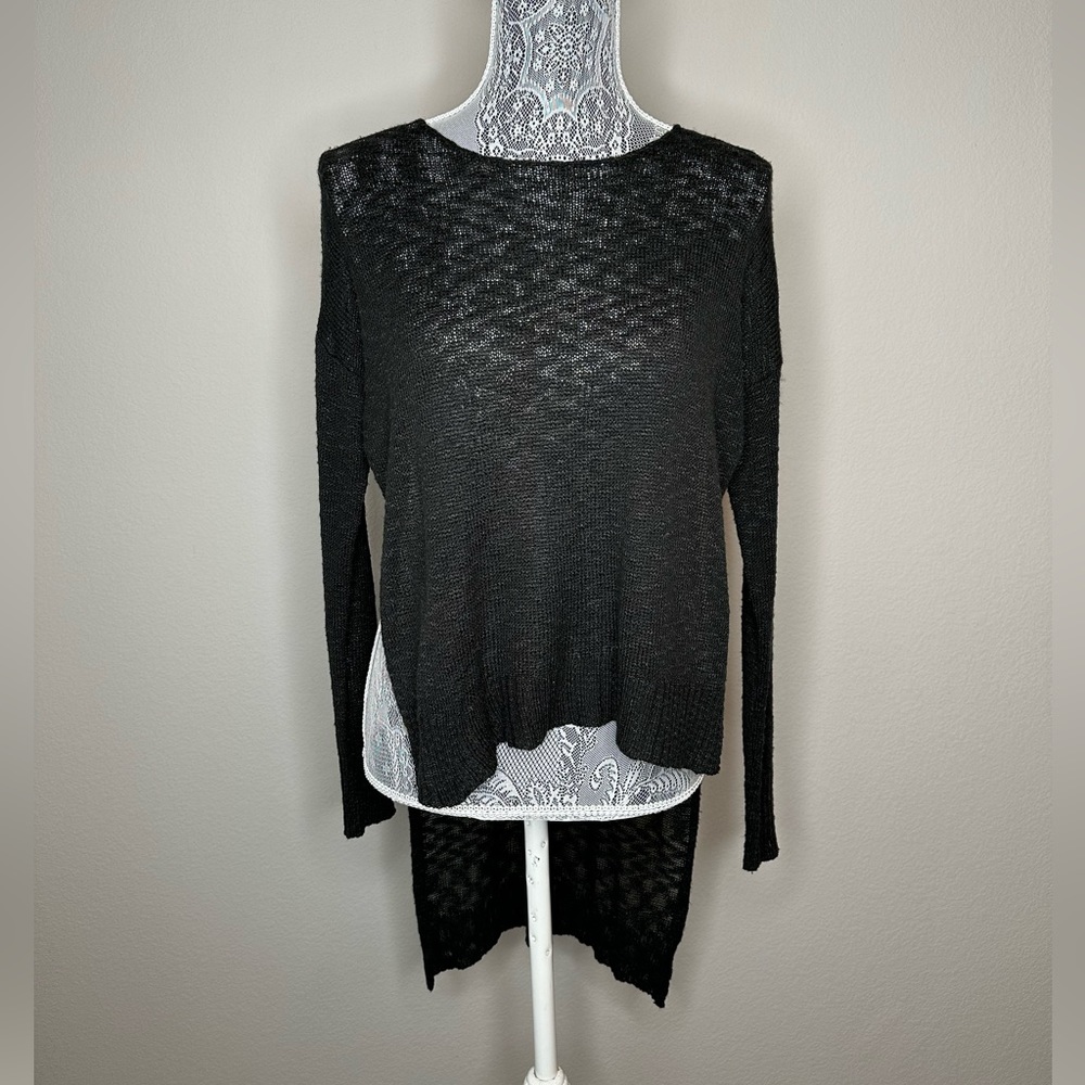 LUCCA COUTURE Lightwight Knit High Low Split Hem Open Side Sweater Top XS